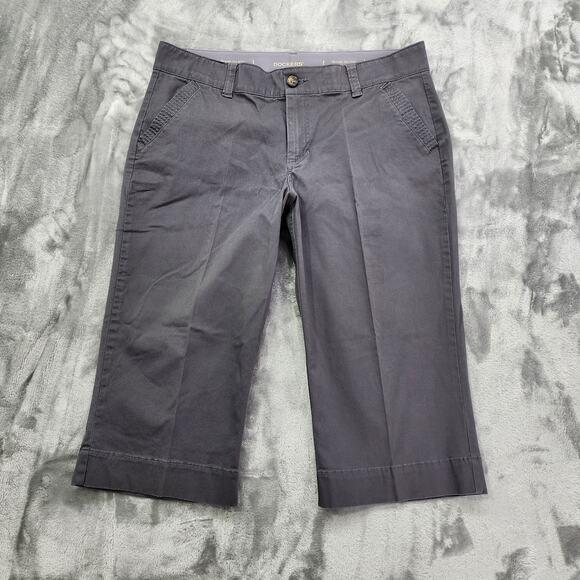 Dockers Pants Womens 14 Gray Mid Rise Crop Capri Straight Chino Stretch Preppy - Picture 1 of 13